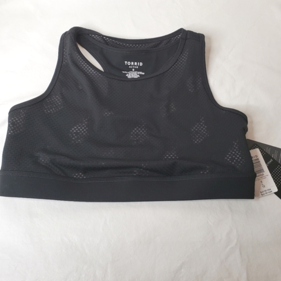 Torrid Sports Bra Black Mesh Front Skulls Flames Size 0 Large 12 Activewear NWT - Picture 2 of 13